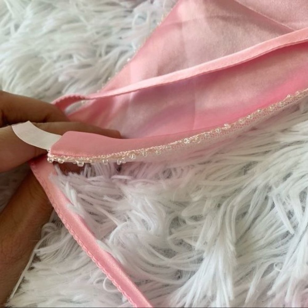 NWT Y2K Butterfly Sequin Pink Crop Top Sexy Cami Self Tie Mariah Carey Backless - Picture 11 of 12